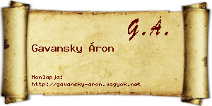 Gavansky Áron névjegykártya