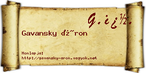 Gavansky Áron névjegykártya